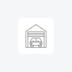 Garage, Car Storage, Workshop, thin line icon, grey outline icon, pixel perfect icon