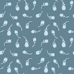 Japanese Bud Fall Vector Seamless Pattern