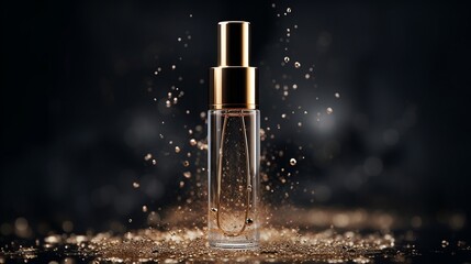 A breathtaking image of Makeup Setting Spray droplets hanging in the air, freezing a moment of beauty perfection.