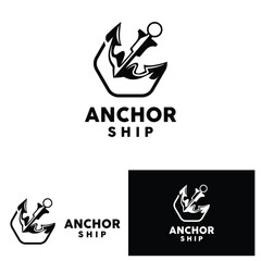 Anchor Logo Simple Elegant Design Marine Ship Vector Icon Symbol Illustration