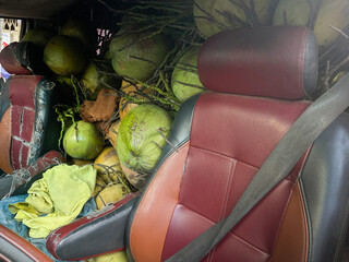 Van filled in with coconuts in Phnom Penh