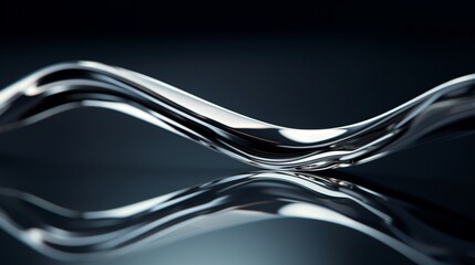 A close-up of a shiny, silver hairpin on a reflective surface.