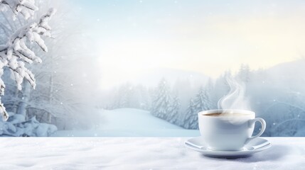Obraz na płótnie Canvas cold hot coffee drink coffee winter wonderland illustration season woman, young adult, outdoors relax cold hot coffee drink coffee winter wonderland