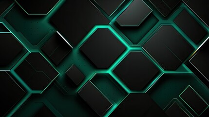 Abstract metallic green lines black cyber geometric lines - Powered by Adobe