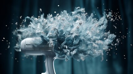 A high-speed capture of a hairdryer's airflow, creating a mesmerizing pattern in the air.
