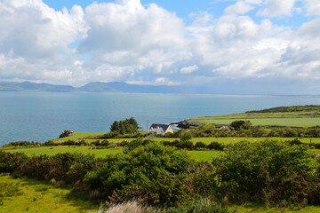Fototapeta na wymiar Coastal landscape on the Ring of Kerry a coastal route around the Iveragh Peninsula in southwest County Kerry, Ireland
