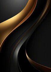 Black abstract curve illustration with gold glitter