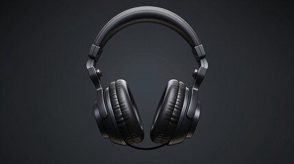 Fototapeta na wymiar Headset or headphones isolated on dark gray background