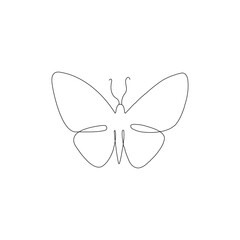 
Continuous one line  butterfly flying outline art drawing