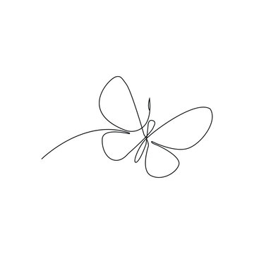 
Continuous one line  butterfly flying outline art drawing