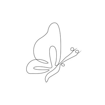 
Continuous one line  butterfly flying outline art drawing