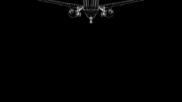 Animated drawing of a passenger plane flying