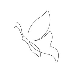 Fototapeta premium Continuous one line butterfly flying outline art drawing