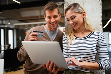 Programmers working in a software developing company office