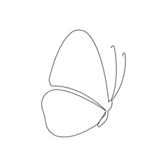 
Continuous one line  butterfly flying outline art drawing