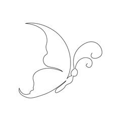 
Continuous one line  butterfly flying outline art drawing