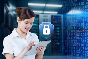 Tablet, lock modern security hologram data safety