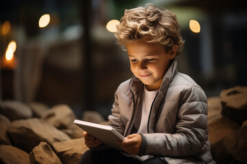 Fototapeta na wymiar child reading a book