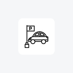 Parking Facility, Vehicle Storage, Parking Lot line icon, outline icon, pixel perfect icon