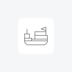 Cruise Ship,Luxury Cruise Liner, Ocean Travel,  thin line icon, grey outline icon, pixel perfect icon