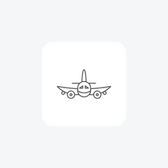 Airplane , Aircraft, Aviation, Commercial Flight,  thin line icon, grey outline icon, pixel perfect icon