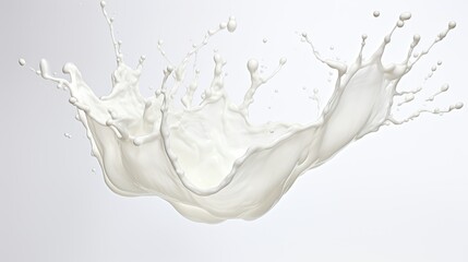Milk splashed out of the glass isolated on a white background