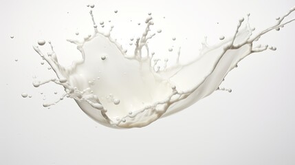 Milk splashed out of the glass isolated on a white background