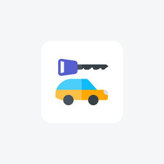 Car rental ,Car Hire Service, Flexible Rental flat color icon, pixel perfect icon