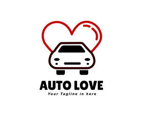 auto car love heart insurance logo design template illustration inspiration