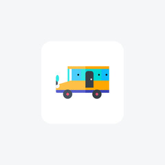 Naklejka premium Motor home, Recreational Vehicle flat color icon, pixel perfect icon