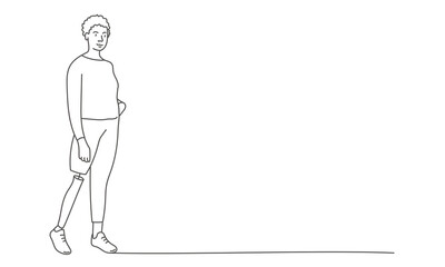 Woman with leg prosthesis standing.