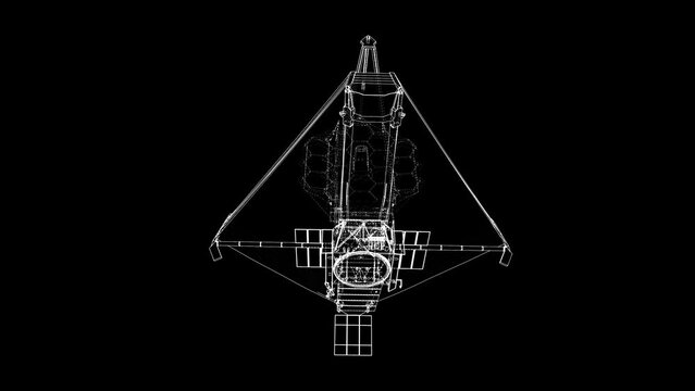 Animated drawing of the James Webb telescope