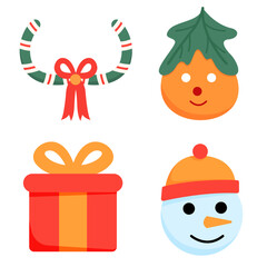 Cheerful Christmas Icons in Modern Flat Design