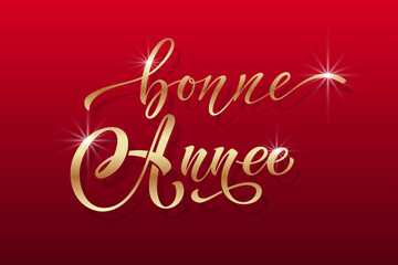 Bonee Annee and Joyeux noel. Merry Christmas card template with greetings in French.