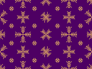 Winter seamless pattern with snowflakes. Christmas and New Year background with geometric snowflakes of different shapes. Design for wallpaper, banners and posters. Vector illustration
