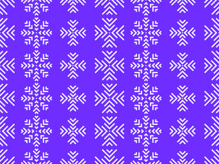 Fototapeta premium Winter seamless pattern with snowflakes. Christmas and New Year background with geometric snowflakes of different shapes. Design for wallpaper, banners and posters. Vector illustration