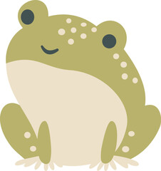 Flat vector children's illustration. Cute green frog. Vector illustration