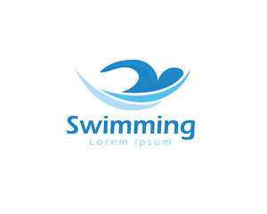 Fototapeta na wymiar abstract swimming athlete logo design template illustration
