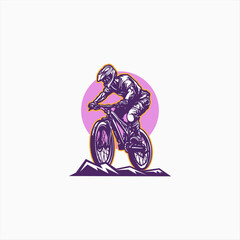 Mountain bike logo emblem vector image