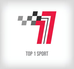 Creative top 1 racing and sports logo. Modern pixel with new culture colors. Font alphabet template. Creative contest geometric. vector