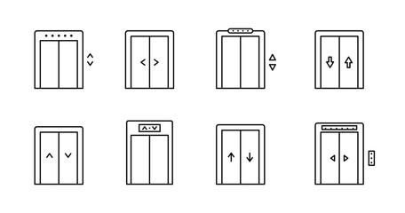 Elevator icon set. Elevator, lift outline icons. Elevator vector icon collection