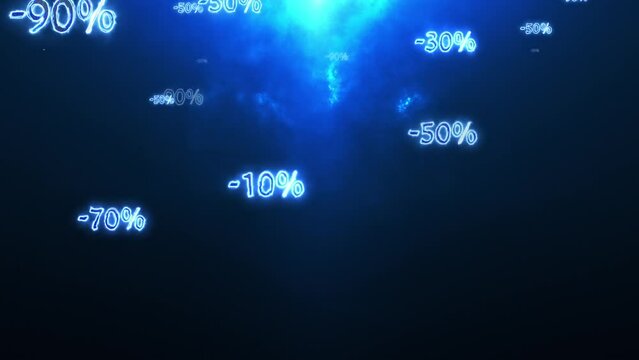 Christmas discounts. Black Friday. Falling percentages. Greater discounts (dumping, %, percentages, purchase, sale). 3D animation. Quick Time, h264, 16-bit color, highest quality. 
