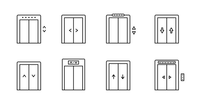 Elevator icon set. Elevator, lift outline icons. Elevator vector icon collection