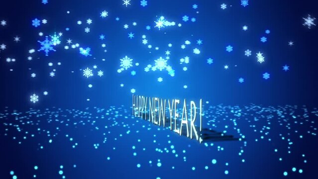 Congratulatory Christmas video card. Decorative congratulatory text. Artistic blue background. Fairy tale atmosphere. Introductory template (intro). Quick Time, h264, 16-bit color, highest quality. 3D