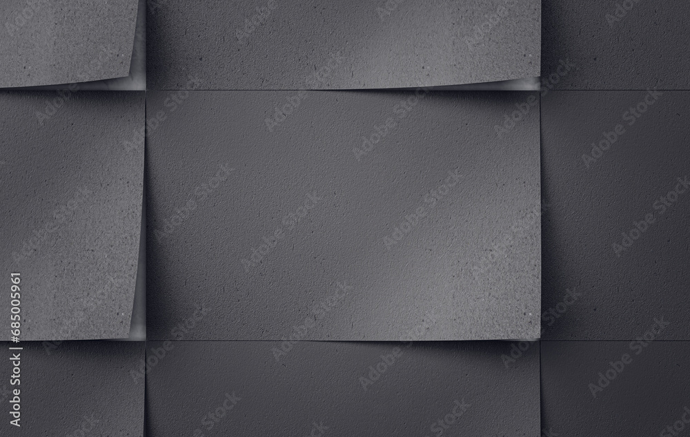 Poster Geometric gray abstract pattern with interlocking panels. 3D Rendering