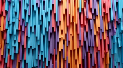 An array of colorful wax strips neatly arranged in a geometric pattern.