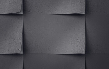 Geometric gray abstract pattern with interlocking panels. 3D Rendering
