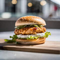 Appetizing view of hamburger