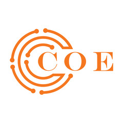 COE letter design. COE letter technology logo design on white background. COE Monogram logo design for entrepreneur and business