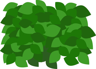 シンプルな葉っぱが集まった茂みのイラスト